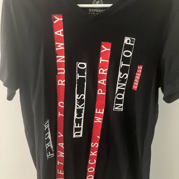 Express brand VIP life graphic print club party shirt adult size medium - Picture 4 of 11